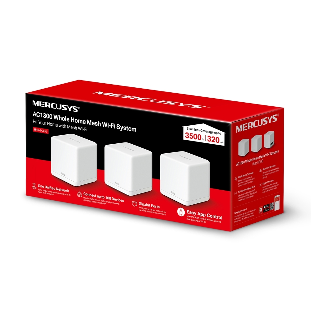 Mesh Wi-Fi система MERCUSYS Halo H30G (3-pack)  / AC1300 Dual Band / 2 x Gigabit LAN Port photo 5