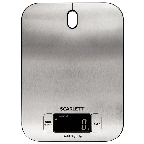 Кухонные весы Scarlett SC-KS57P99, 5 кг, Нержавеющая сталь с черным