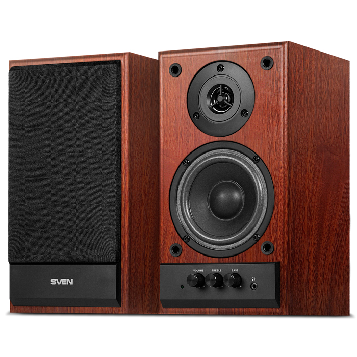 SVEN SPS-702 Walnut, 2.0 / 2x20W RMS, headphone jack, wooden, (4"+3/4") photo 1