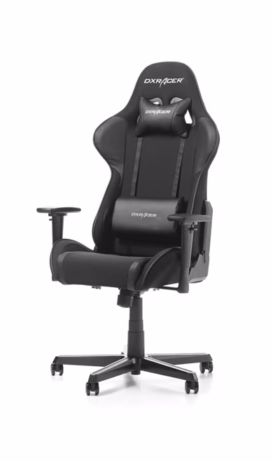 Gaming/Office Chair DXRacer Formula GC-F11-N-H1, Black/Black, Premium Fabric + PU leather, max weight up to 150kg / height 145-180cm, Recline 90°-135°, 3D Armrests, Head and Lumber cushions, Aluminium wheelbase, 2" PU Caster, W-23kg 