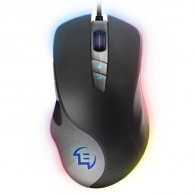 SVEN RX-G970 Gaming, Optical Mouse, 600-4000 dpi, 6+1 buttons (scroll wheel),  DPI switching modes, Two navigation buttons (Forward and Back), RGB backlight, Soft Touch coating, USB, 1.8m, Black thumbnav 1