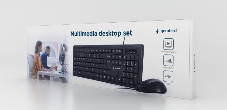 Gembird KBS-UM-04, Multimedia desktop set, black, US-Layout, Black photo 4