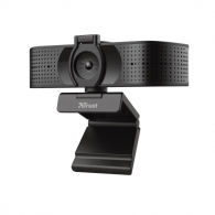 Trust Teza 4K Ultra HD Webcam, Advanced 4K Ultra HD webcam with a 74° field of view, 30 fps, two stereo integrated microphones, Automatic white balance, Auto focus, Privacy mode, Mounting type: clip, tripod, 2m thumbnav 1