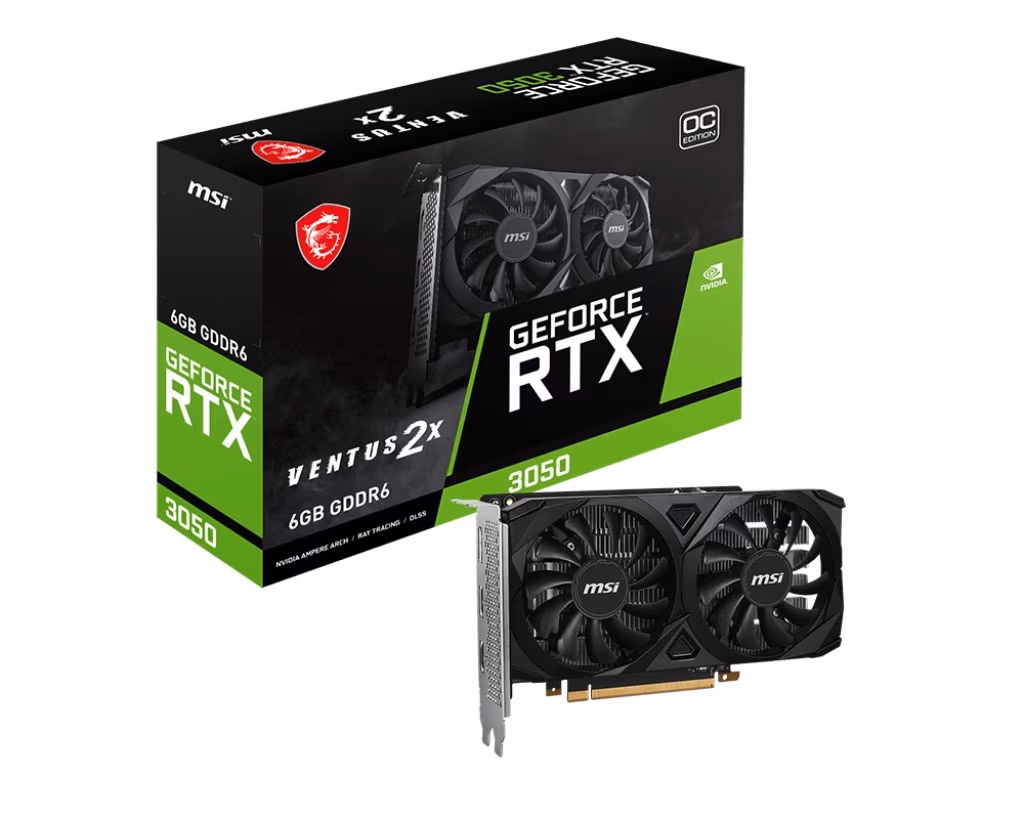 Видеокарта MSI GeForce RTX 3050 VENTUS 2X 6G OC/ 6GB/ GDDR6/ 96Bit 