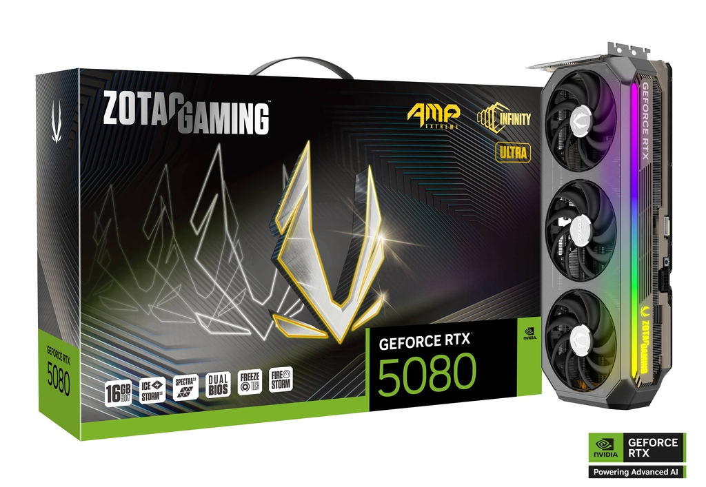 Видеокарта ZOTAC GeForce RTX 5080 AMP Extreme INFINITY Ultra / 16GB / GDDR7 / 256bit photo 1