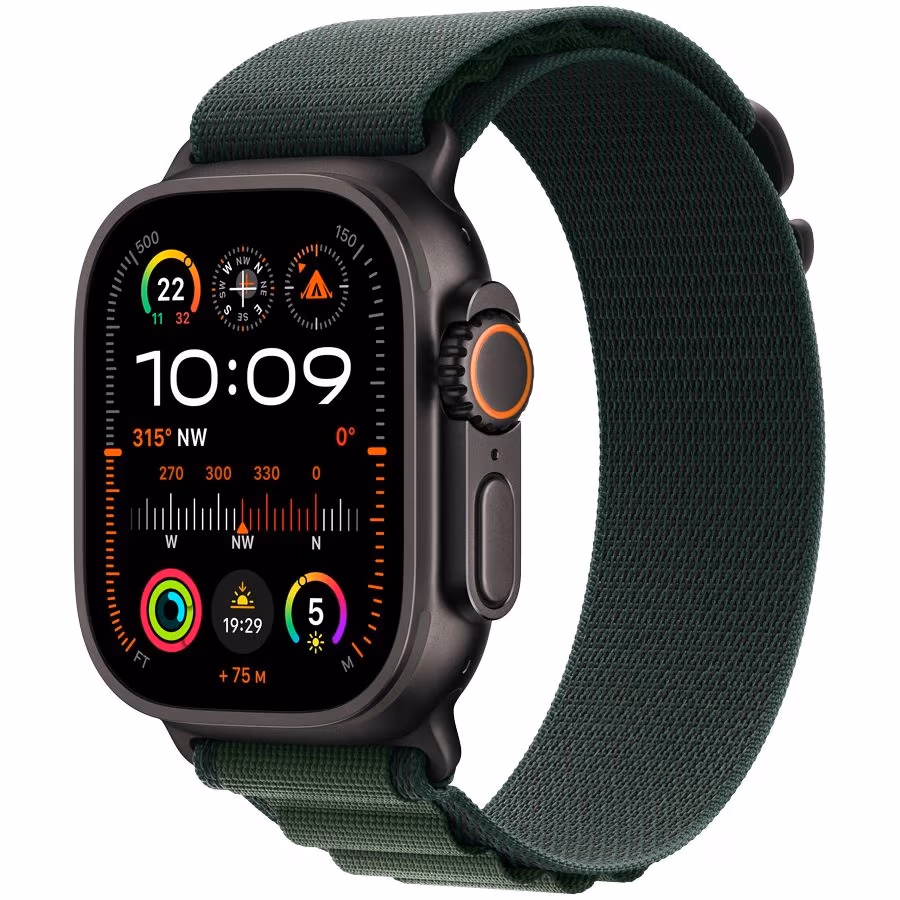 Smart watch Apple Watch Ultra 2 2024 GPS + Cellular 49mm Black Titanium Case with Dark Green Alpine Loop - Small (MX4Q3RB/A) 