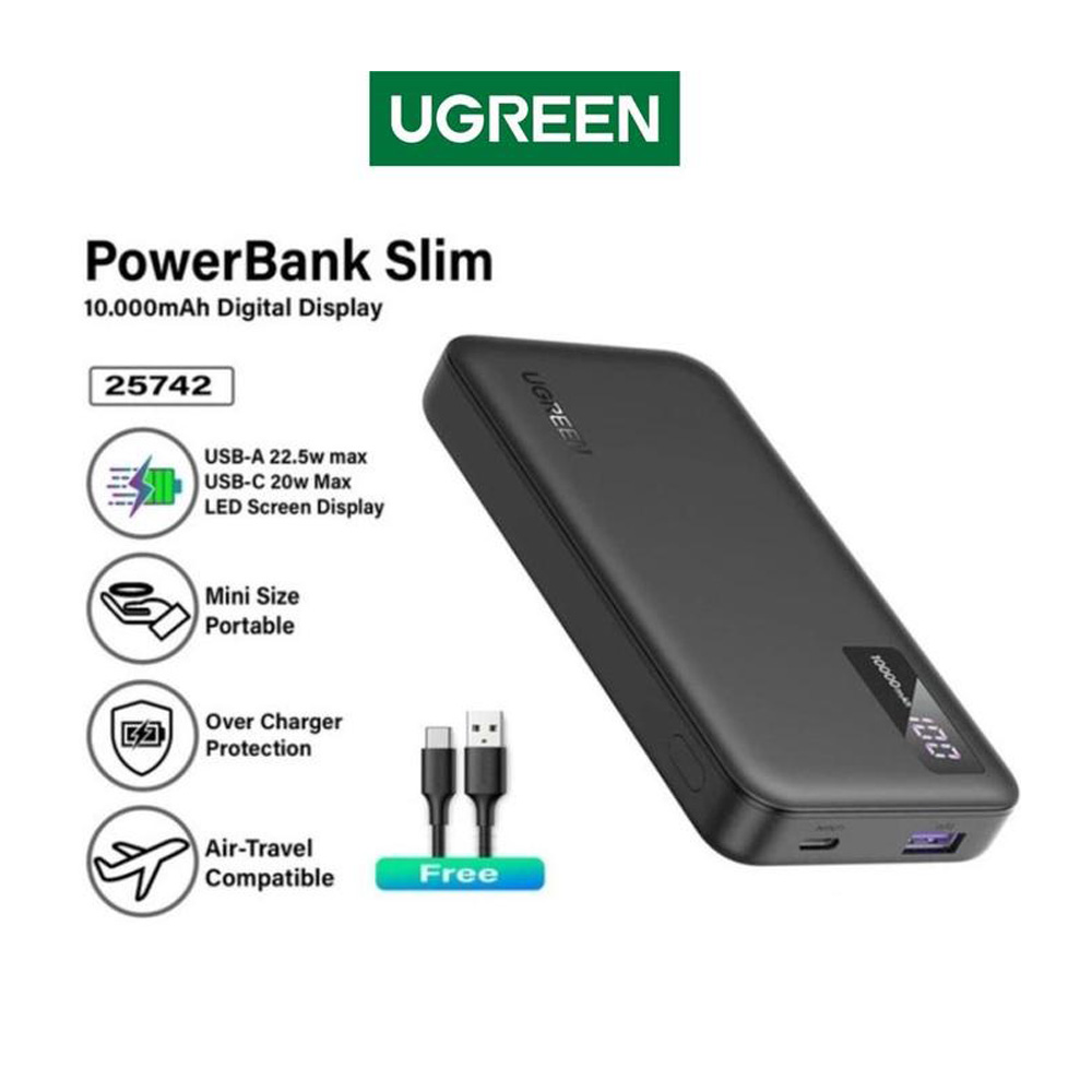 Внешний аккумулятор Ugreen 10 10000mAh 20W Digital Display Black photo 2