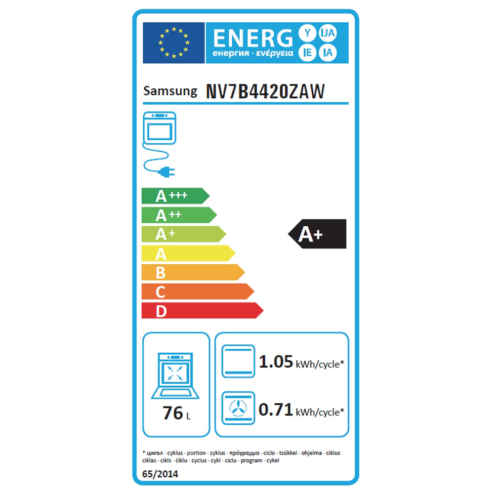 Встраиваемый духовой шкаф Samsung NV7B4420ZAW / 76 л. / A+ / Белый photo 7