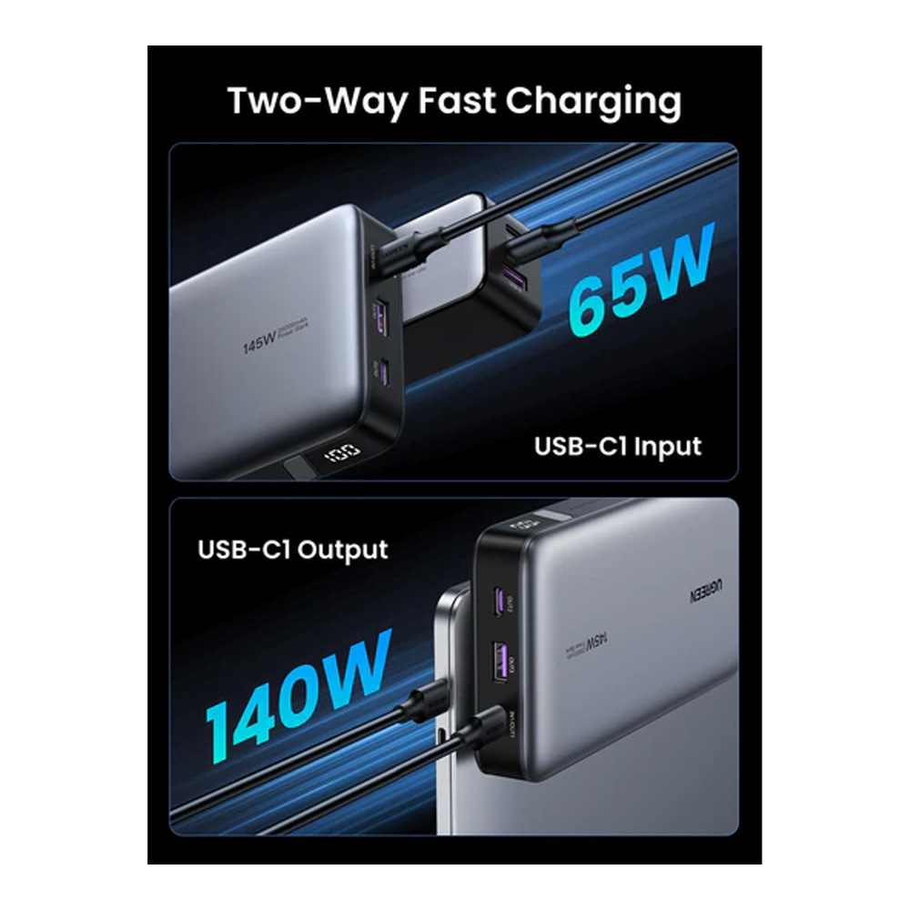 Acumulator extern Ugreen 25 25000mAh 145W Two-way Fast Charging Grey photo 5