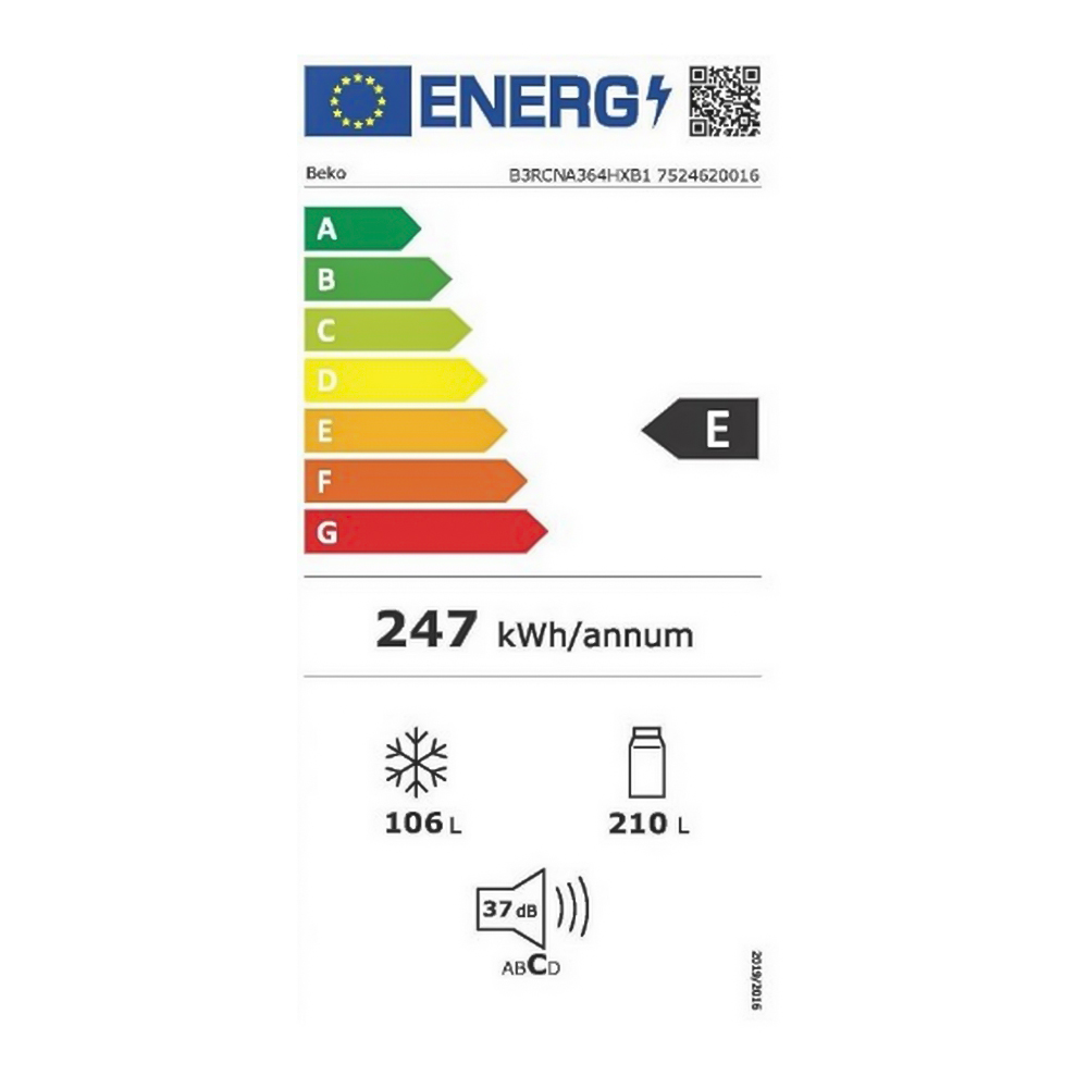 Frigider cu doua usi Beko B3RCNA364HXB1 / 316 l / 186.5 cm / E / Gri photo 7