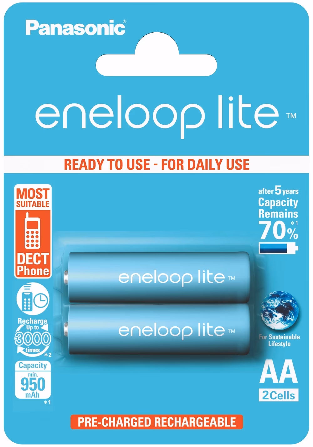 Аккумулятор Panasonic BK-3LCCE/2BE eneloop lite 