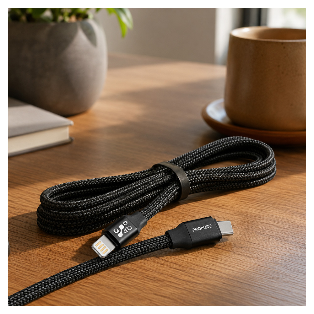 Cablu USB-A - USB Type-C Promate Coiline-C Black 1.2 /1.2m /Negru photo 6