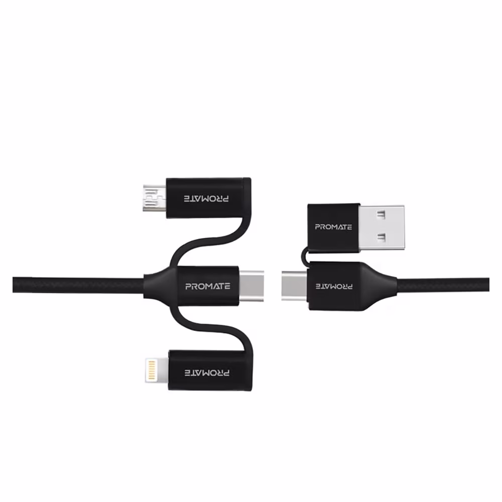 Кабель USB-A/Type-C - Lightning/Type-C/Micro USB Promate PentaPower Black
