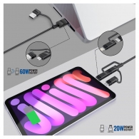 Кабель USB-A/Type-C - Lightning/Type-C/Micro USB Promate PentaPower Black thumbnav 3