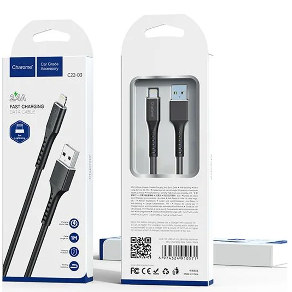Кабель USB-A - Lightning Charome CHCAUTOLIC2203BK 1 /1м /Черный photo 3