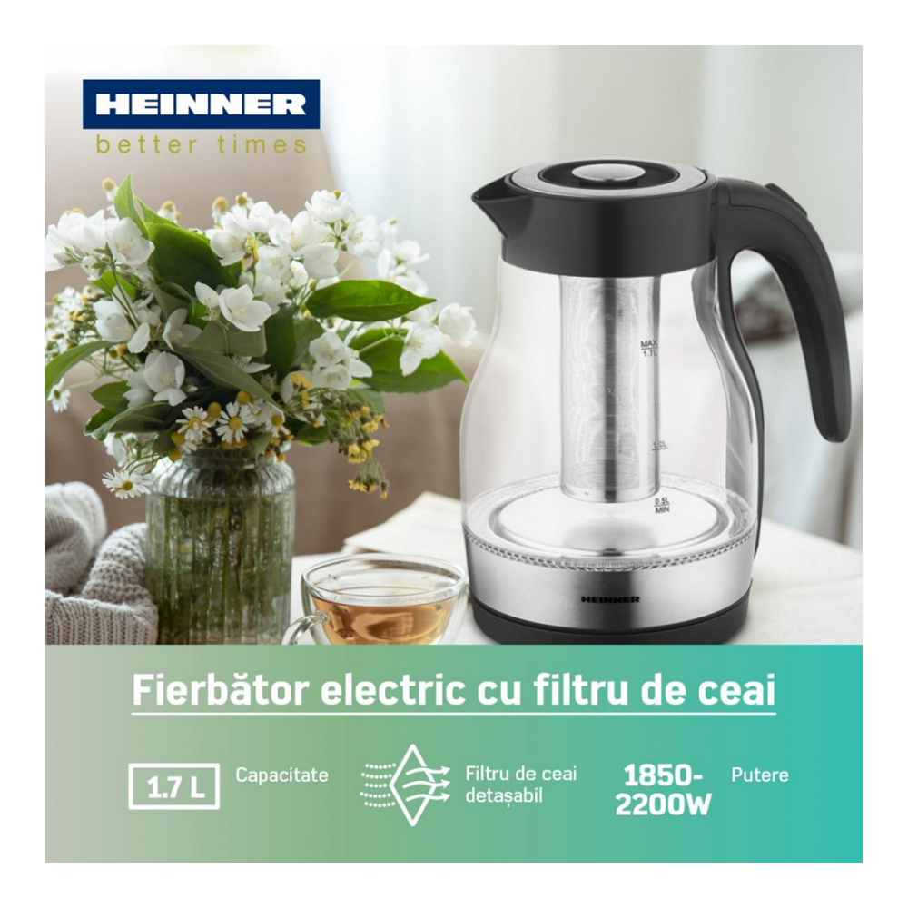 Fierbator de apa electric Heinner HEK-TF2200GBK photo 3