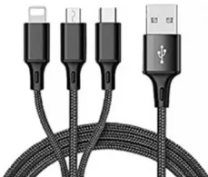 Cablu USB-A - Lightning/Type-C/Micro USB Helmet HMT-CU3in1KBK