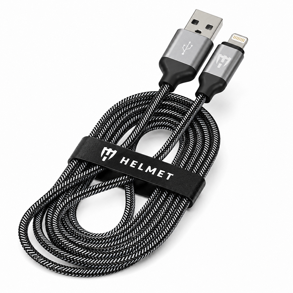 Cablu USB-A - Lightning Helmet HMT-CULNLWHBK 2 /2m /Sur photo 2