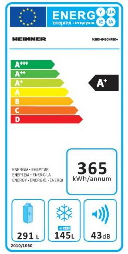 Frigider Side-by-Side Heinner HSBSH430NFBK / 436 l / 177 cm / A+  photo 2