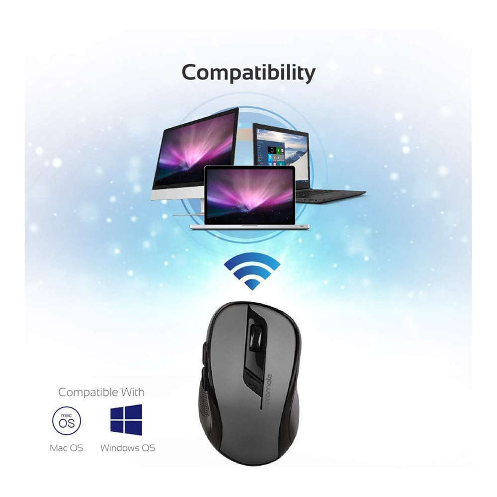 Mouse fara fir Promate Clix-7 Negru cu sur / Optic / Negru cu sur photo 6