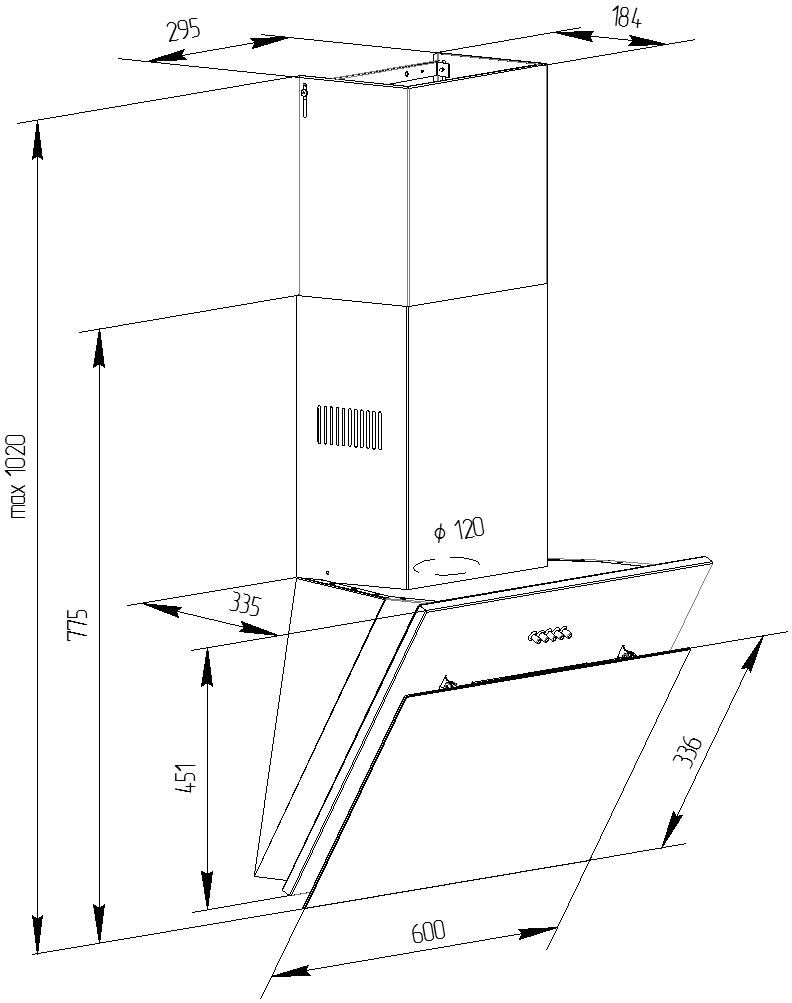 Вытяжка Pyramida NR-MG 60 (1000) M BL / Наклонная / До 18 кв.м / Черный photo 3