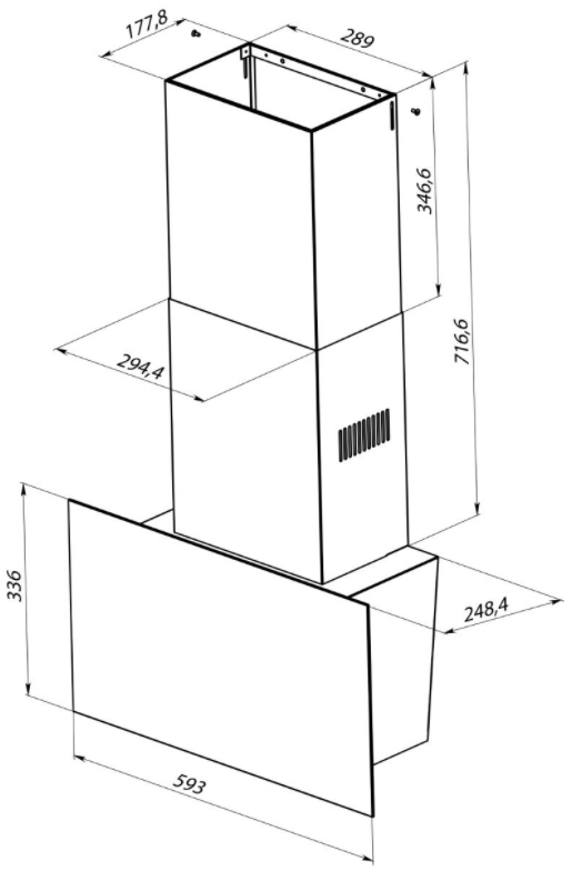 Hota Pyramida V2-60BL / Cupola / Pina la 24 m.p / Negru photo 6