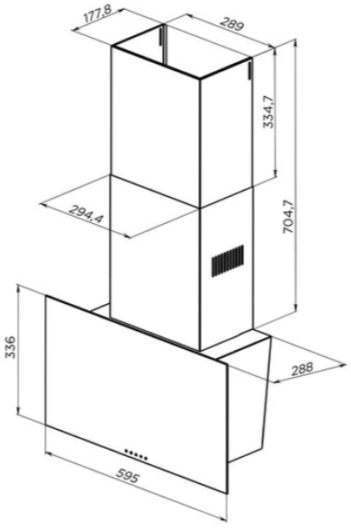Hota Pyramida V3-60 (1000) BL / Inclinata / Pina la 18 m.p / Negru photo 6