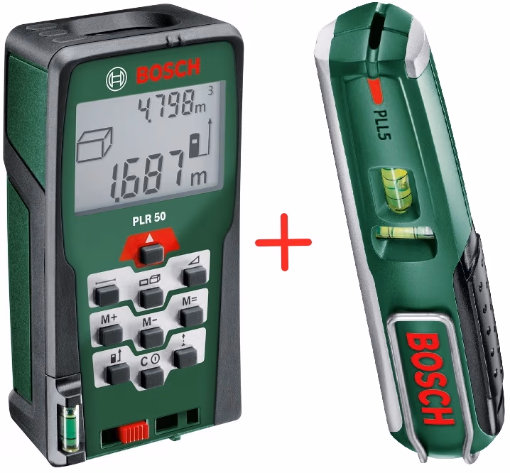 Telemetru cu laser Bosch PLR 50 + PLL 5  (06159940BM) 