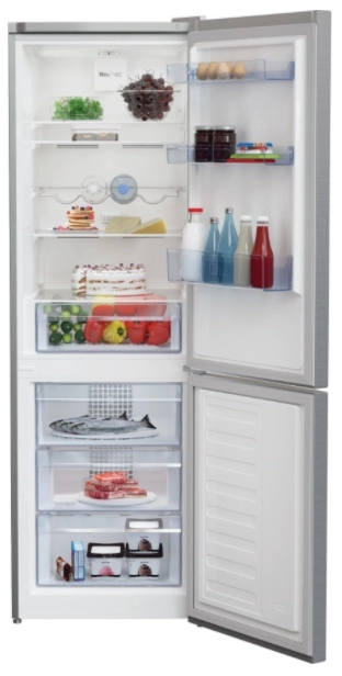 Холодильник с нижней морозильной камерой Beko RCNA366K40XBN, 324 л, 186 см, E, Серебристый