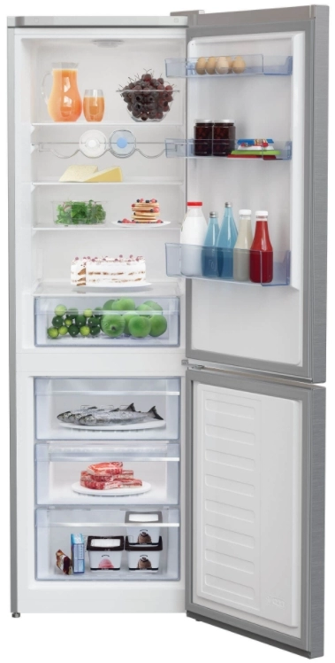 Холодильник с нижней морозильной камерой Beko RCSA366K40XBN, 343 л, 185.2 см, E, Серебристый