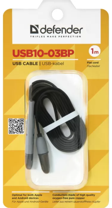 CAblu USB-A - Lightning/Micro USB Defender USB10-03BP USB-MicroUSB-Lighthing 1m black