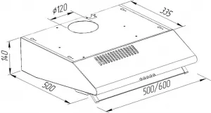 Hota plata Pyramida MH 50 BR, 1 motoare, 320 m3/h, 50 cm, Alte culori