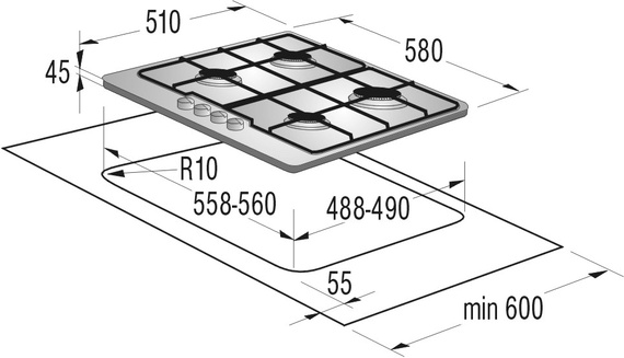 Встраиваемая  газовая панель Gorenje G6N40BW photo 2