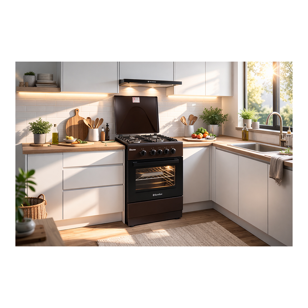 Газовая плита Eurolux TG5540IBW / 4 конфорок / 50 см / Коричневый photo 6