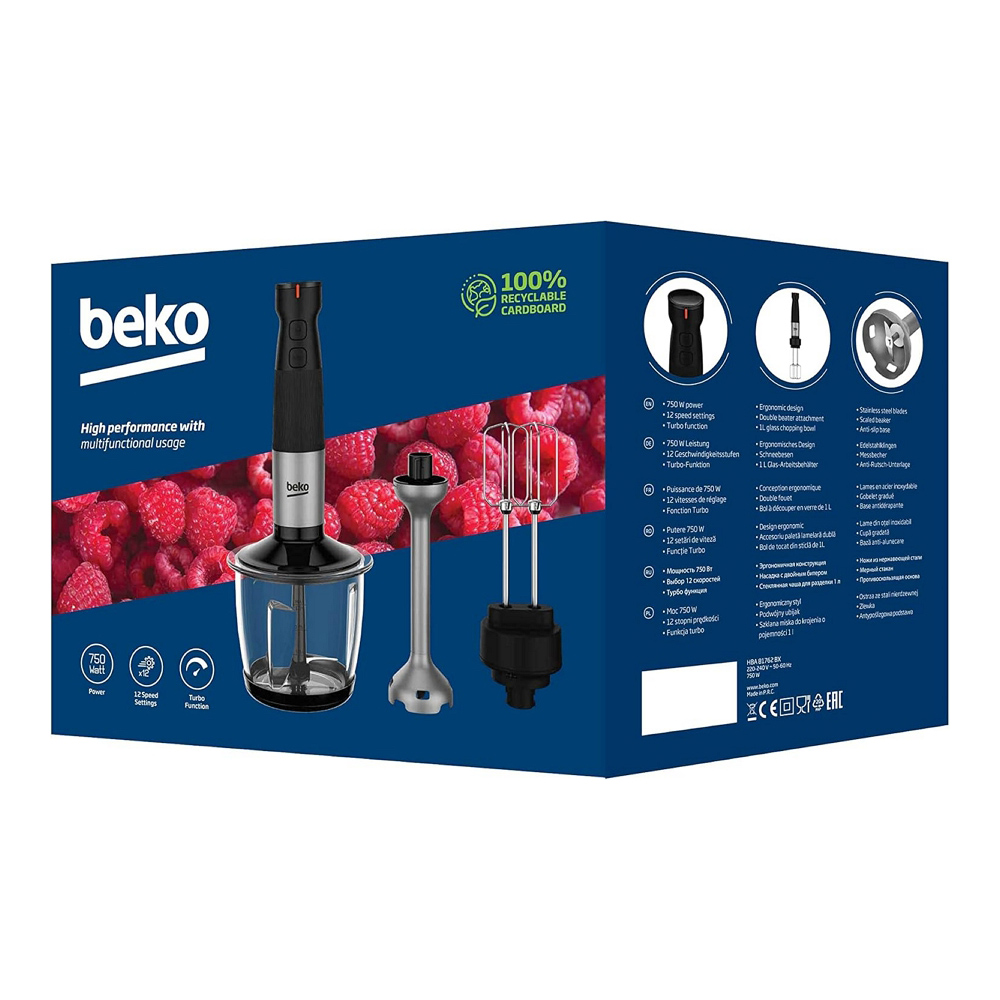 Блендер Погружной Beko HBA81762BX Black / 12 скоростей / 700 мл photo 7
