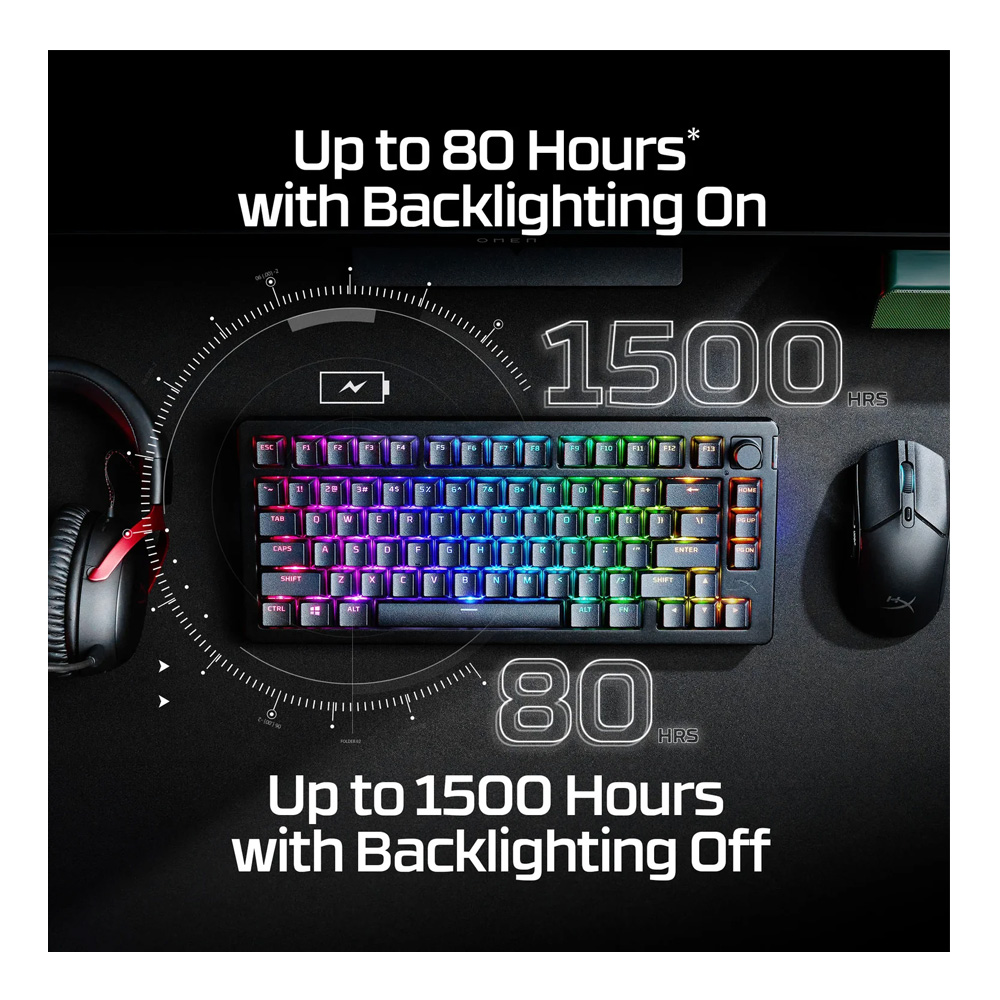 Tastatura fara fir HYPERX Alloy Rise 75 RGB Wireless, 91Y91AA / Mecanica photo 7
