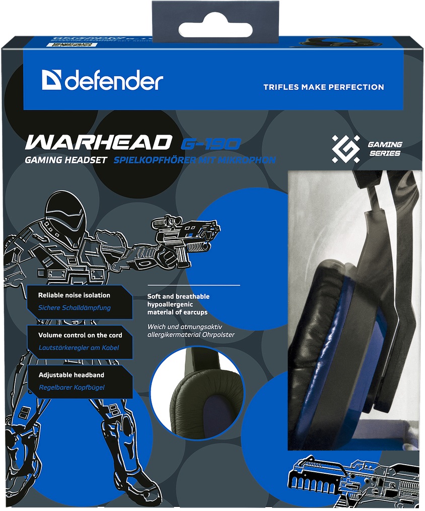 Наушники Defender Черный/Серый/Синий / Игровой / Черный/Серый/Синий photo 2
