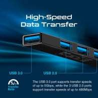 USB Hub Promate LiteHub-4 Black thumbnav 3