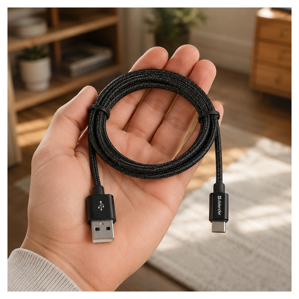 Кабель USB-A - USB Type-C Defender USB09-03T 1 /1м /Черный photo 7