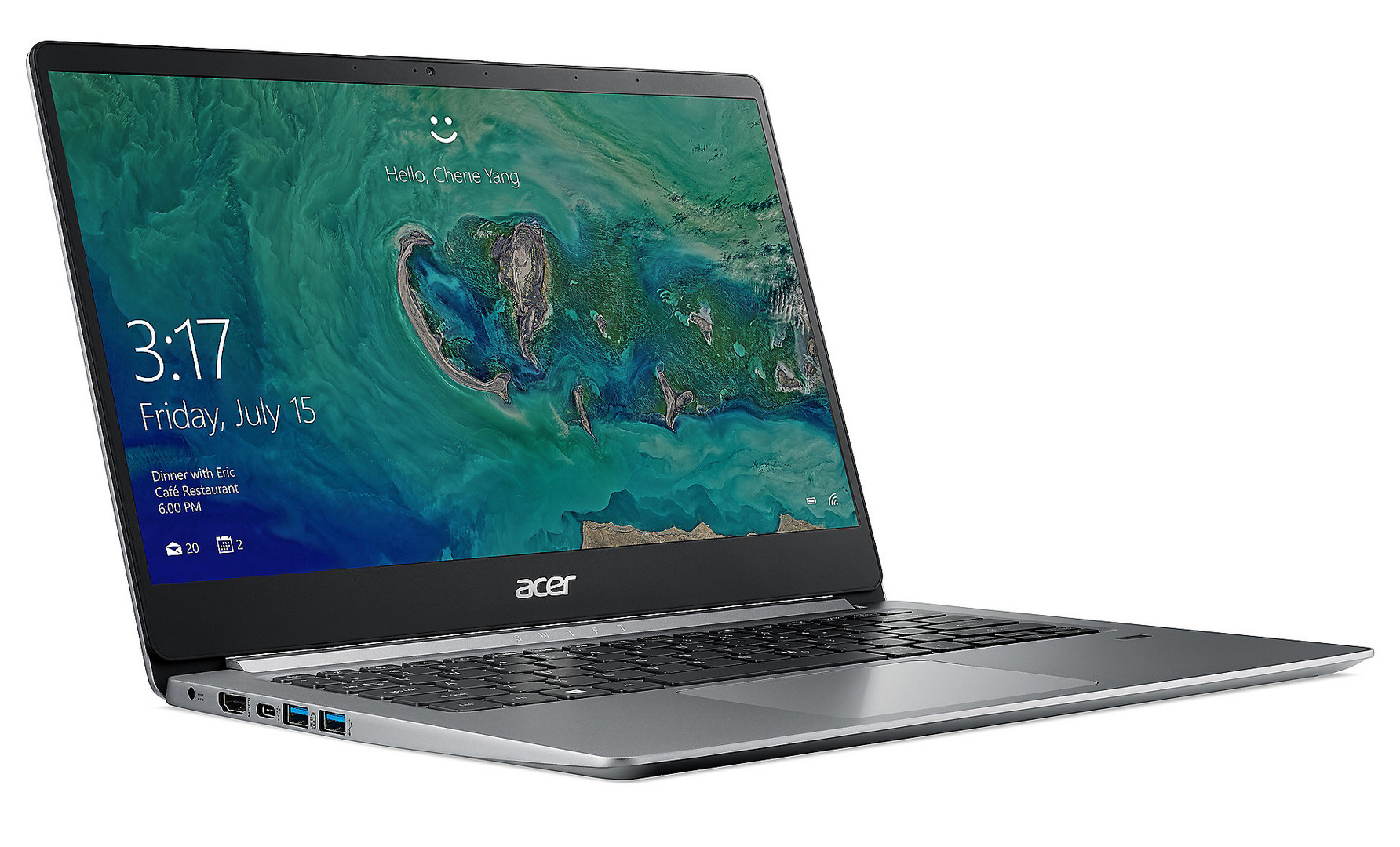 Ноутбук Acer Ультрабук Swift 1 Swift 1 Sparkly Silver (SF114-32-P7DA) 14” / 8 ГБ / 256 ГБ / Pentium Silver / UHD Graphics 605 / Серебристый photo 2
