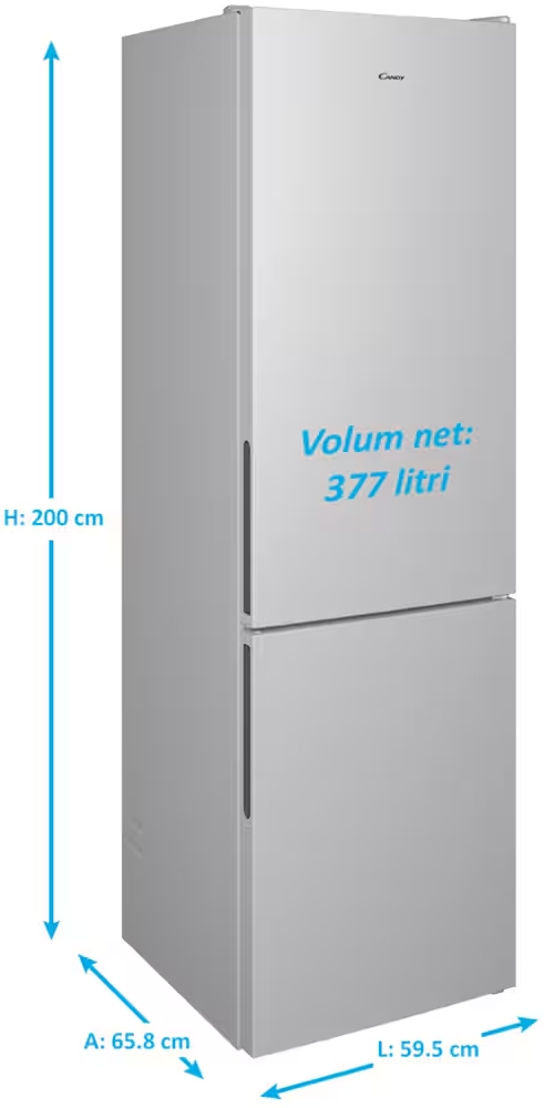 Frigider cu doua usi Candy CCE4T620DS / 377 l / 200 cm / D / Alb photo 11
