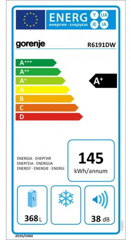 Frigider cu o usa Gorenje R6191DW / 370 l / 185 cm / A+ / Alb photo 2