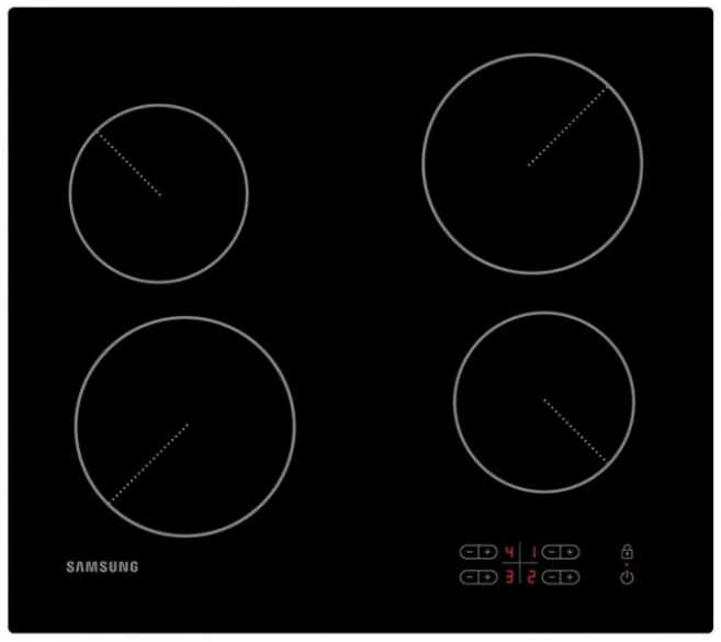 Plita electrica incorporabila Samsung C61R2AEE, 4 arzatoare, Negru