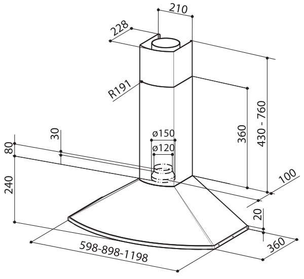 Hota Faber FXA60 / Cupola / Pina la 12 m.p / Inox photo 3