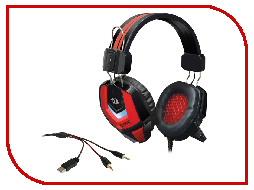 Наушники ReDragon Красный Проводные / Игровой / Красный photo 2