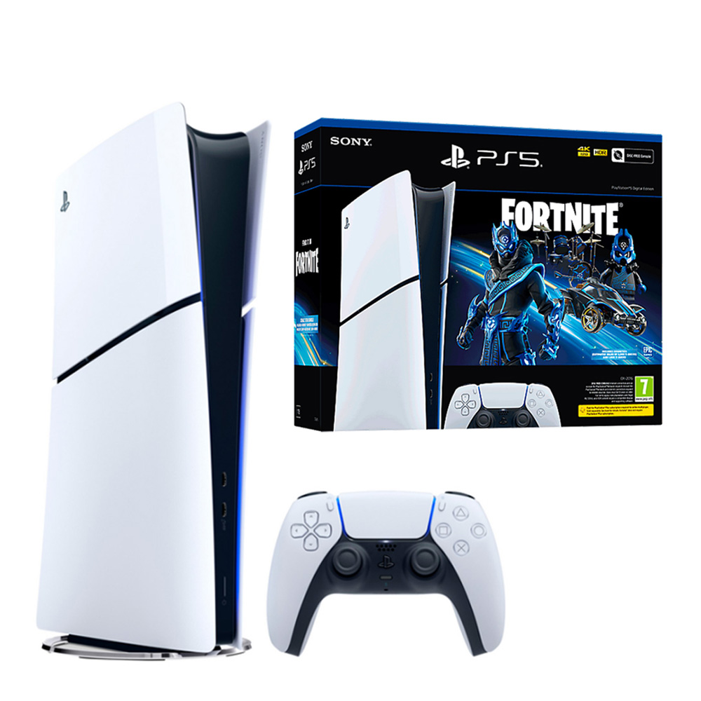 Игровая приставка Sony PlayStation 5 Slim Digital Edition White + Fortnite Cobalt Star photo 1 Игровая приставка Sony PlayStation 5 Slim Digital Edition White + Fortnite Cobalt Star photo 1