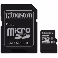 Карта памяти MicroSD+ SD adapter Kingston 16Gb class 10 (SDC10G2/16GB)