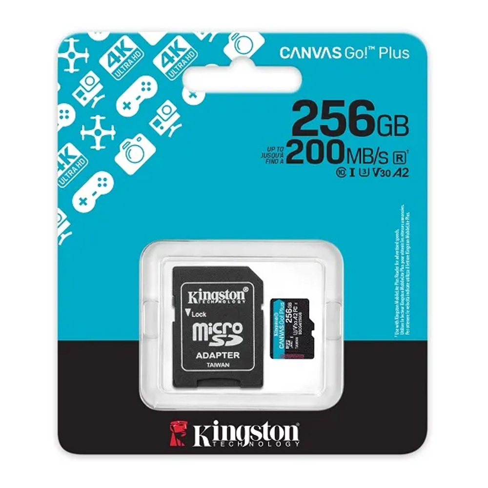 Карта памяти MicroSD Kingston 256GB microSDXC Canvas Go! Plus Gen4 SDCG4/256GB (Class 10 UHS-I U3 (V30) with SD adapter R/W:200/160MB/s) photo 4