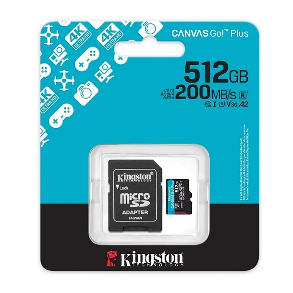 Карта памяти MicroSD Kingston 512GB microSDXC Canvas Go! Plus Gen4 SDCG4/512GB (Class 10 UHS-I U3 (V30) with SD adapter R/W:200/160MB/s) photo 4
