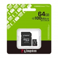 Карта памяти MicroSD Kingston 64GB microSDXC Select Canvas Plus Gen3 (Class 10 A1 UHS-I with SD adapter Up to:100MB/s) thumbnav 3